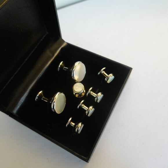Mother of Pearl Tuxedo Cufflinks and Shirt Studs - Picture 1 of 2